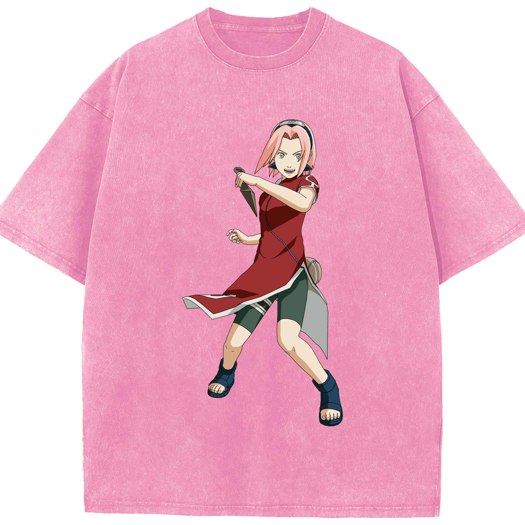 （画像用） NARUTO -ナルト- 春野サクラ Haruno Sakura 綿100% ヴィンテージ風 半袖Tシャツ（フロントプリント）